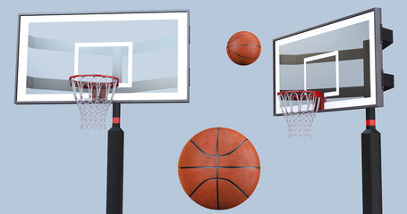 Scoring the winning points at a basketball game on white background