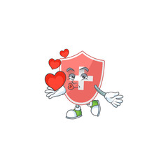 An adorable cartoon design of medical shield holding heart