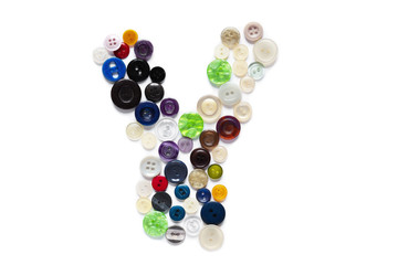 Letter Y design made from clothing elements.