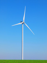 Wind turbine on blue sky