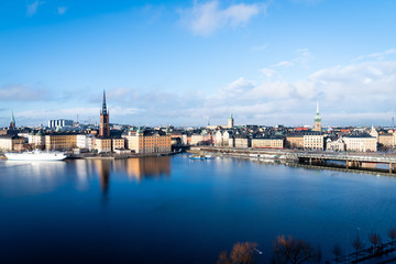 STOCKHOLM, SWEDEN; March 18 2019: Panoramic view from Skinnarviksberget in Stockholm