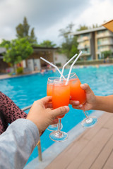 Cocktail party at the pool for celebration meeting