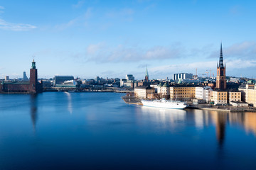 Fototapeta na wymiar STOCKHOLM, SWEDEN; March 18 2019: Panoramic view from Skinnarviksberget in Stockholm