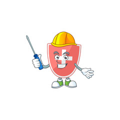 Smart automotive medical shield presented in mascot design style