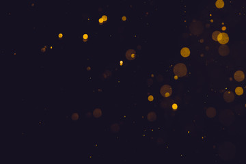 Dark Abstract Gold bokeh sparkle on black
