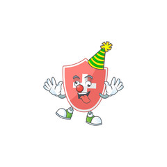 Amusing Clown medical shield cartoon character mascot style