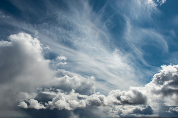 Cumulus clouds in a blue sky