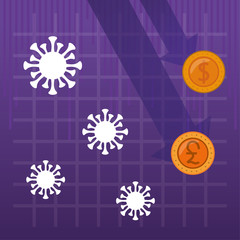 economy and covid19 statistics with arrows