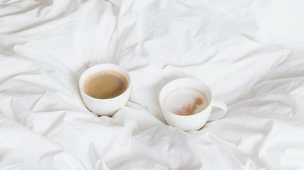 Obraz na płótnie Canvas Morning coffee in bed during lockdown