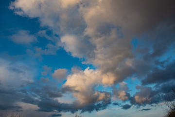 Cumulus clouds in a blue sky