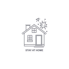 Linear illustration of stay home. Coronavirus. Protect yourself