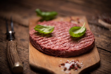 Raw ground beef meat burger steak