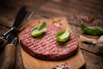 Raw ground beef meat burger steak