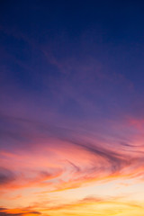 Fototapeta na wymiar sunset sky with clouds sunlight vertical