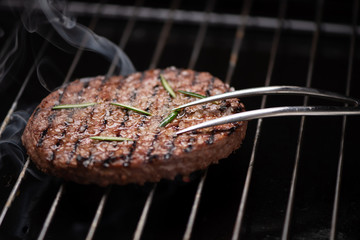 A beef burger grill cooking