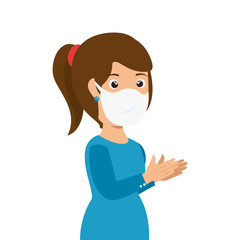 woman with face mask isolated icon vector illustration design