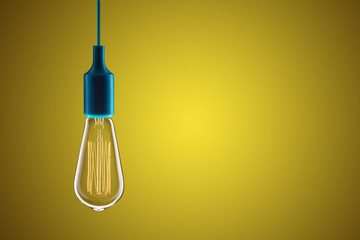 Idea and leadership concept - bulbs on the yellow background