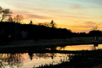 Naklejka premium Magical reflections in Swedish sunset