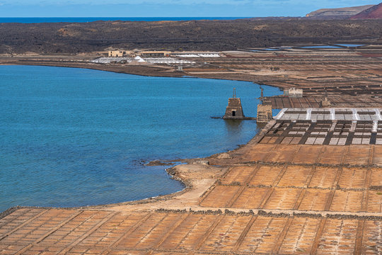 Salt mining on the island of Lanzarotte in Spain
