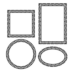 Greek key border frame round, square set. Vector