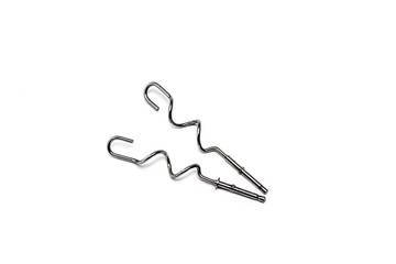 Metal parts for mixer close-up on a white background
