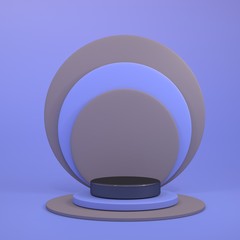 3D podium for items. Stand of disks. Modern minimalistic concept. 3D illustration