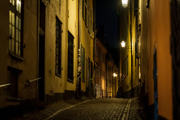 Fototapeta na wymiar Casco histórico de Estocolmo de noche.