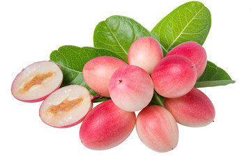 Carunda or Karonda plum fruits isolated on white background. (with clipping path)