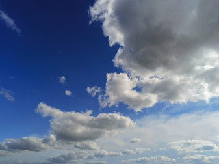 Simple blue cloudy sky, Nature background, day time.