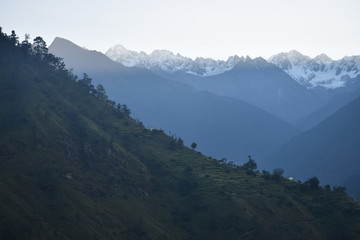 mountains in the morning