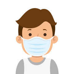 young man with face mask isolated icon vector illustration design