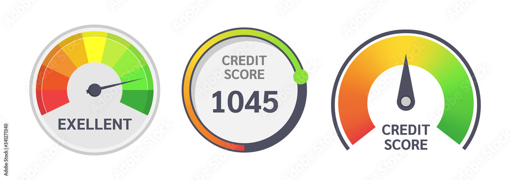Wall mural credit score indicators. limit indicators with color levels from poor to good. gauges with measuring