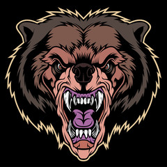 Roaring bear head mascot.