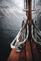 rope on deck of a ship
