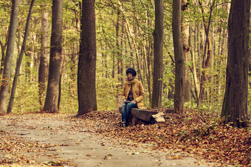 Hipster girl in a park