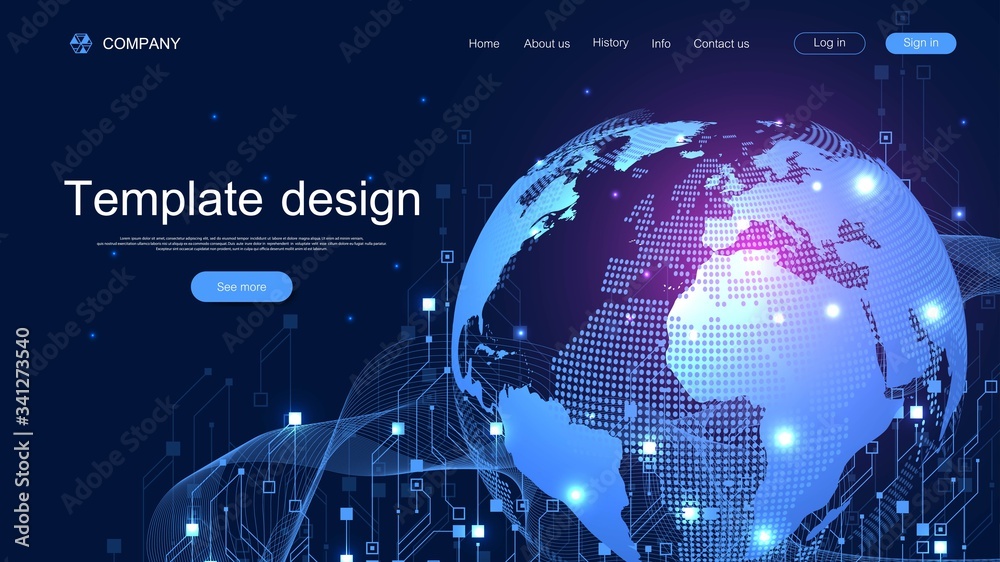 Wall mural global network connection concept. big data visualization. social network communication in the globa