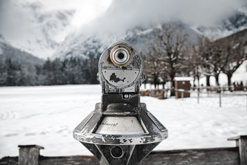 Coin-operated Binocular during the winter  