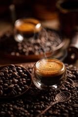 Espresso in glass cup