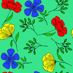 Seamless pattern with flowers. Suitable as wallpaper or background for fabrics, wrapping paper, packaging, website, fashion studio, fashion store, social media stories