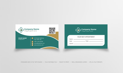 Doctor business card design with ready to print template