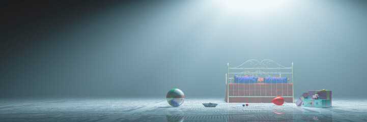 childish room with toys and gifts