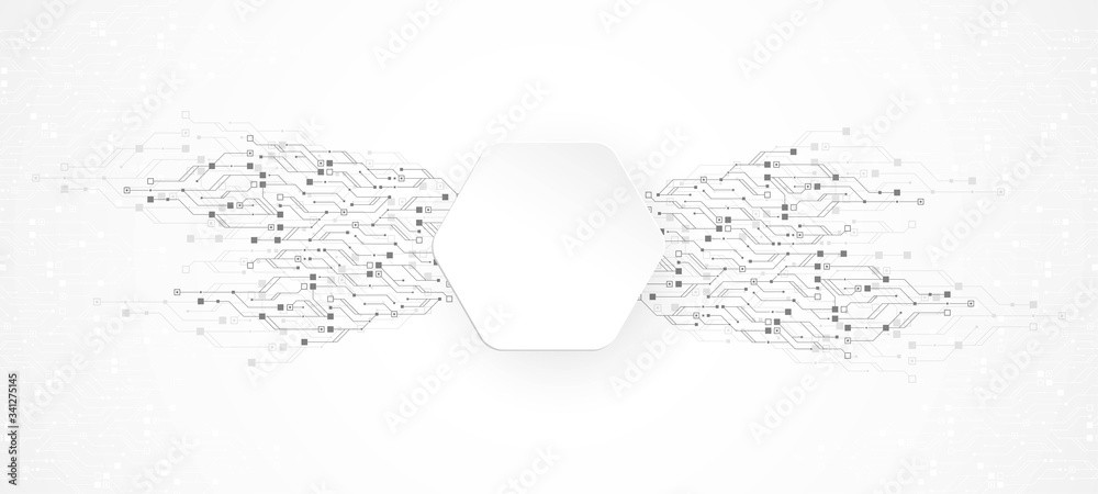 Aufkleber Technology circuit board texture background. Abstract circuit board banner wallpaper. Digital data industry. Engineering electronic motherboard. Wave flow , vector illustration.