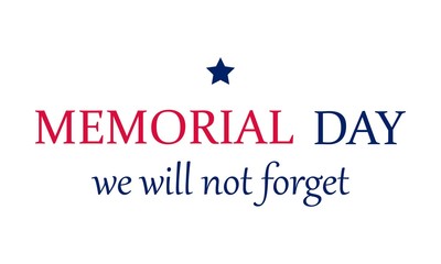 Memorial Day USA. We will not forget. Celebrated in the United States on the last Monday of May. Poster, card, banner, background, T-shirt design.
