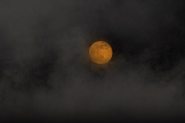 The Blood Moon Behind Clouds