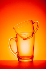 glass tea mugs. shot in the clear. concept of glassware.