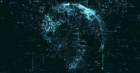 Abstract digital network data background, 3D rendering