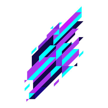 Modern Diagonal Abstractbackground Geometric Element. Blue And Purple Diagonal Lines & Triangles.
