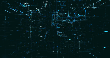 Abstract digital network data background, 3D rendering