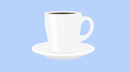 White Coffee Cup, with Coffee. Vector Illustration, Isolated