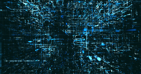 Abstract digital network data background, 3D rendering